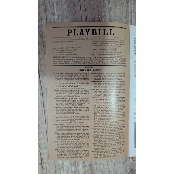 Vintage Playbill For "Raisin" Broadway Musical August 1974 46th street - Picture 3 of 5